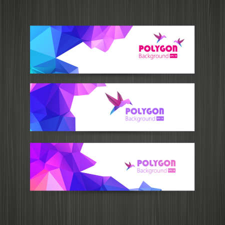 Set of Banners with Multicolored Polygonal Mosaic Backgrounds.のイラスト素材