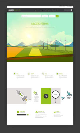 One Page Website Template Vector, with landscape vector illustration. Creative design.のイラスト素材