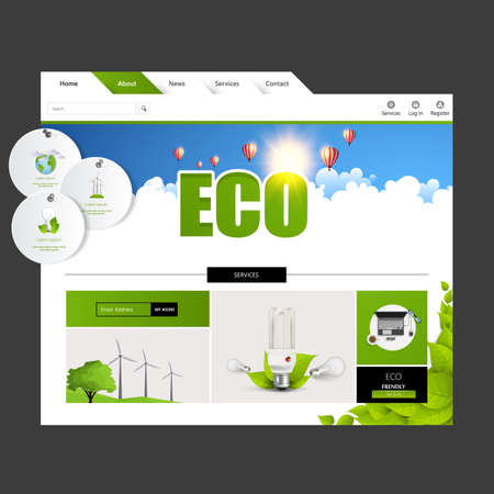 Eco Green Website Template layouts. Vector design elements of your website, ui ux kit.のイラスト素材