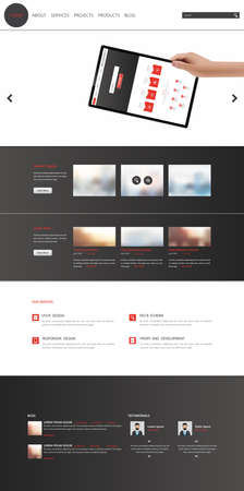 Modern One Page Website Template. Vector Modern Web Design with flat UI elements. Ideal for Business layout.のイラスト素材