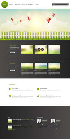 Eco Modern One Page Website Template. Vector Modern Web Design with flat UI elements. Ideal for Business layout.のイラスト素材