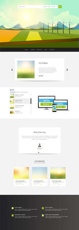 Modern One Page Website Template. Vector Modern Web Design with flat UI elements. Ideal for Business layout.のイラスト素材