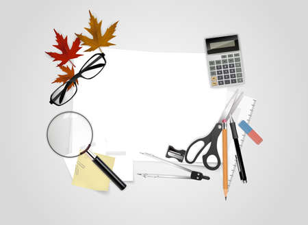 Education Background Vector Design with Space For Your Text on Empty Paper. Collection of School Equipment.のイラスト素材