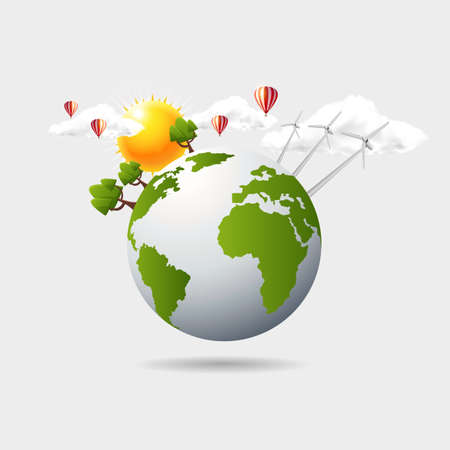 Abstract illustration of green Earth - concept of ecologyのイラスト素材