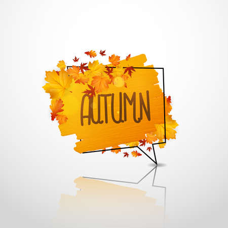 Autumn design. Artistic dry brush stroke in speech bubble. Watercolor hand painted acrylic backdrop for print, web design and banners.のイラスト素材