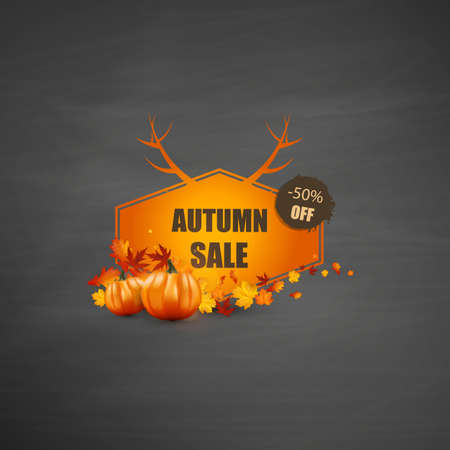 Autumn Sale Concept with Autumn Leaves Vector Illustration.のイラスト素材