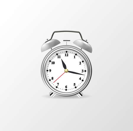 Veector silver alarm clock isolated on whiteのイラスト素材