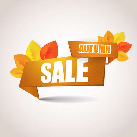 Autumn Sale Concept with Autumn Leaves Vector Illustration.のイラスト素材