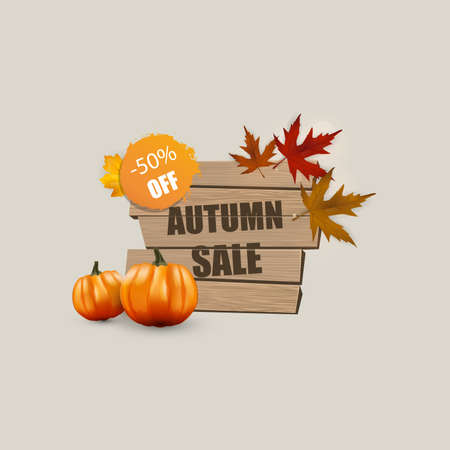 Autumn Sale Concept with Autumn Leaves Vector Illustration.のイラスト素材
