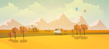 Rural Countryside Landscape Vector Illustrationのイラスト素材