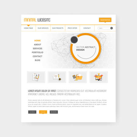 Website Design Vector Illustration with Abstract Headerのイラスト素材