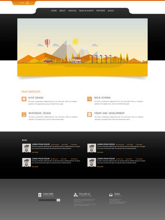 Website Design for Your Business with autumn landscape illsutration.のイラスト素材
