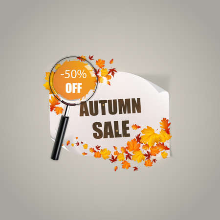 Autumn Sale Concept with Autumn Leaves Vector Illustration.のイラスト素材