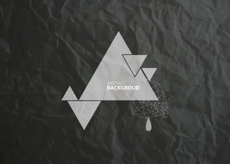 Dark Geometric Abstract Background with crumpled paper texture. Vector Design.のイラスト素材