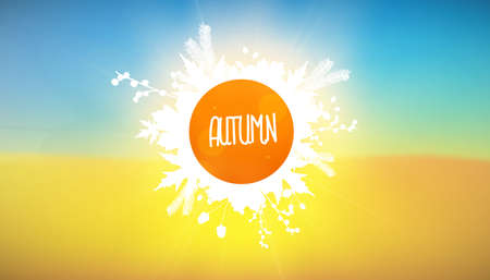 frame with place for text and autumn leaves on a beautiful natural background Abstract vector illustration.のイラスト素材