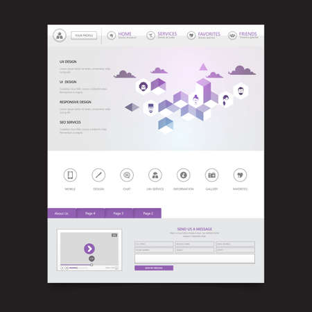 Website template with abstract low poly background. Vector Design.のイラスト素材