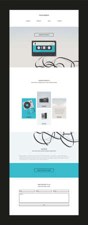 Vector One Page Website Template flat in design. Layered Editable Vector Illustrationのイラスト素材