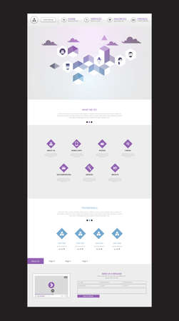 One page website template with abstract low poly background. Vector Design.のイラスト素材