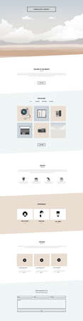 Vector Clean Minimalistic One Page Website Template flat in design. Editable Vector Illustrationのイラスト素材