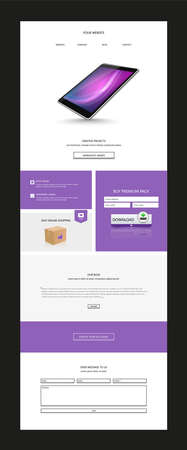 Quality One Page Website Template, Modern Web Design with flat UI elements. Ideal for Business layoutのイラスト素材