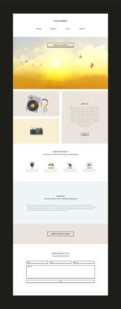 Quality One Page Website Template, Modern Web Design with flat UI elements. Ideal for Business layoutのイラスト素材