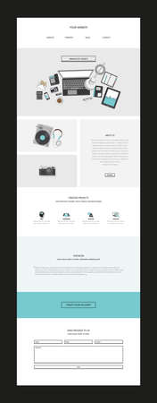 Quality One Page Website Template Vector eps10, Modern Web Design with flat UI elements. Ideal for Business layoutのイラスト素材