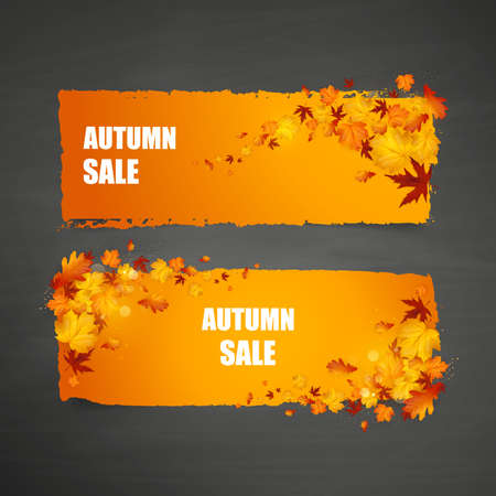 Autumn Sale Concept with Autumn Leaves Vector Illustration.のイラスト素材