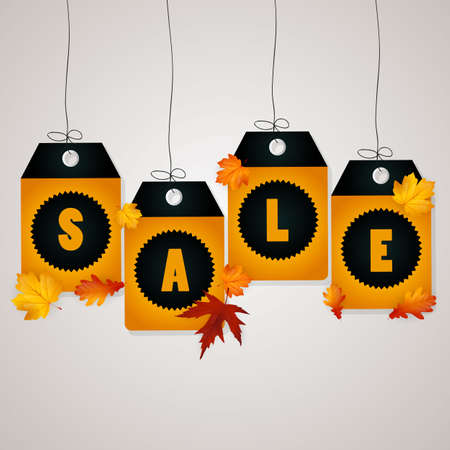 Autumn Sale Concept with Autumn Leaves Vector Illustration.のイラスト素材