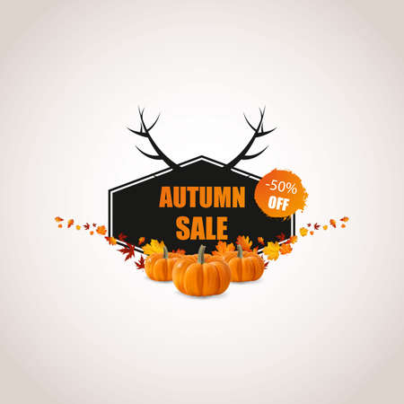 Autumn Sale Concept with Autumn Leaves Vector Illustration.のイラスト素材