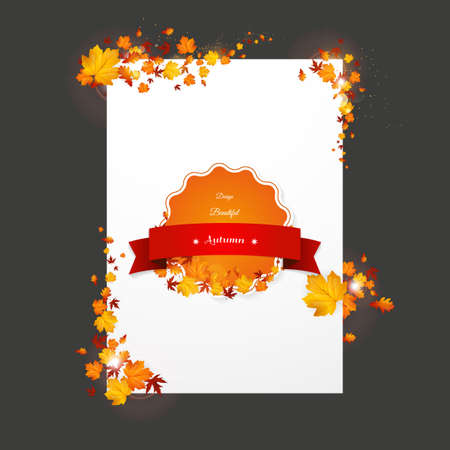 White flyer in autumn thanksgiving theme. Vector autumn design. with leaves.のイラスト素材