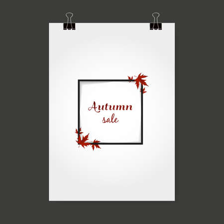 Big Autumn sale. Fall sale design. Can be Used for flyers, banners or posters. Vector illustration with colorful autumn leavesのイラスト素材