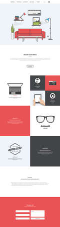 One page website template. Vector mobile friendly website. Smartphone compatible web design.のイラスト素材