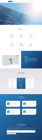 Modern Eco Simple Website Design Template, with Solar Panel Photorealistic Eco Vector Header,のイラスト素材