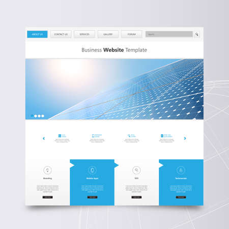 Modern Eco Simple Website Design Template, with Solar Panelのイラスト素材