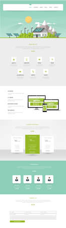 Modern Eco website template with eco flat landscape illustrationのイラスト素材