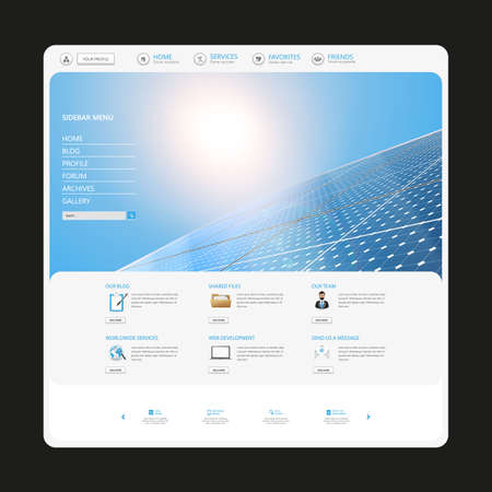 Modern Eco Simple Website Design Template, with Solar Panel,のイラスト素材