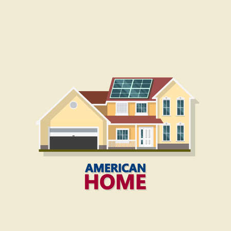 American style family House. Vector illustration. isolated objectsのイラスト素材