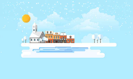 Winter Landscape Abstract Background. Flat Vector Illustration.のイラスト素材