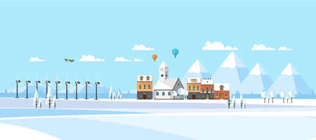 Winter Landscape Abstract Background. Flat Vector Illustration.のイラスト素材