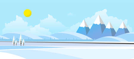 Winter Landscape Background. Flat Vector Illustrationのイラスト素材