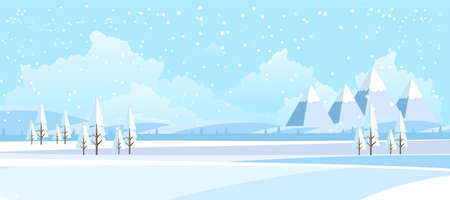 Winter Landscape Background. Flat Vector Illustrationのイラスト素材
