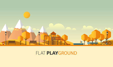 Vector illustration Abstract Flat Public Park.のイラスト素材