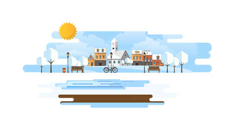 Winter Landscape Abstract Background. Flat Vector Illustration.のイラスト素材