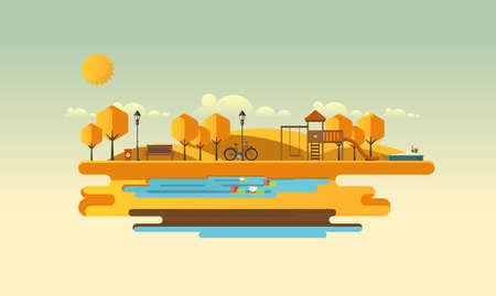 Vector illustration Abstract Flat Public Park.のイラスト素材