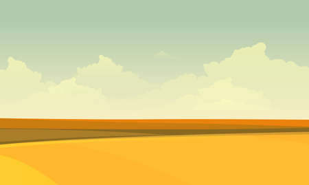 landscape with yellow fields. Lovely rural nature. Unlimited space. Vector illustration.のイラスト素材