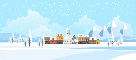Winter Landscape Background. Flat Vector Illustration.のイラスト素材