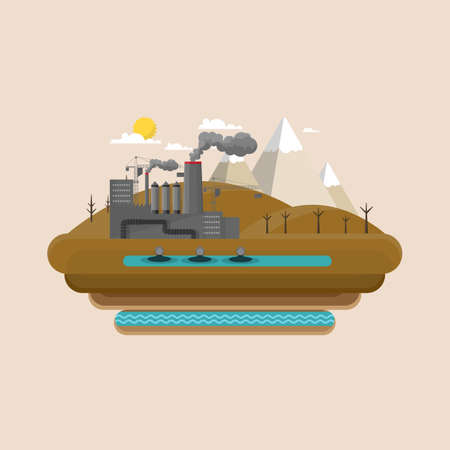 Vector Illustration Flat for Nature Pollution Designs.のイラスト素材