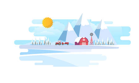 Winter Landscape Background. Flat Vector Illustrationのイラスト素材