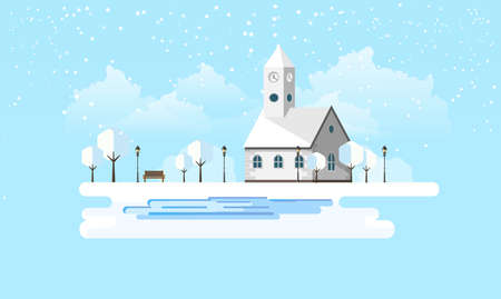Winter Landscape Abstract Background. Flat Vector Illustration.のイラスト素材