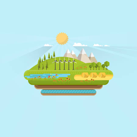 Vector Ecology Concept for Environment, Nature Green Energy and Pollution Designs.のイラスト素材